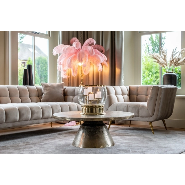 RICHMOND sofa HUXLEY KHAKI - welur, szczotkowane złoto